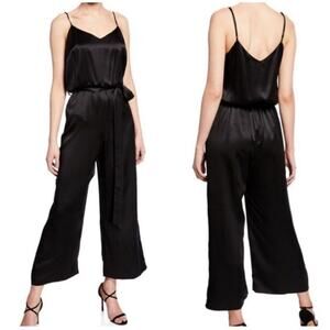Bailey 44 Black Silk Satin V Neck Sleeveless Wide Leg Camisole Jumpsuit Size 4